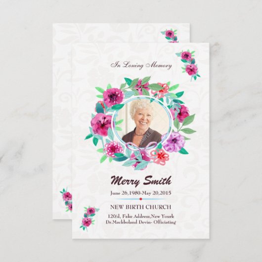 Funeral Prayer Kaart (Voorkant / Achterkant)