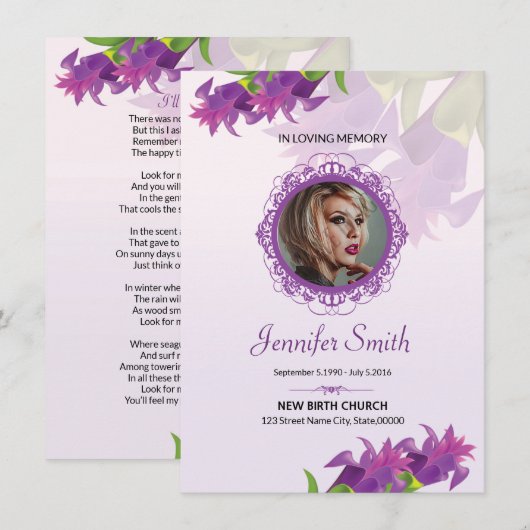 Funeral Prayer Kaart (Voorkant / Achterkant)