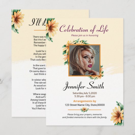 Funeral Prayer Kaart (Voorkant / Achterkant)