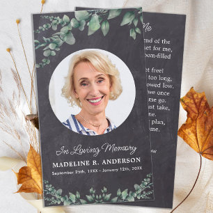 Funeral Prayer Kaart Eucalyptus Memorial Foto Contactkaartje
