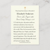 Funeral Prayer Kaart Foto Memorial Plaatskaartje (Achterkant)