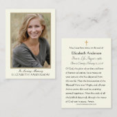 Funeral Prayer Kaart Foto Memorial Plaatskaartje (Voorkant / Achterkant)