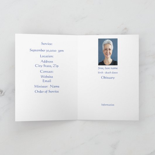 Funeral Program Beauful Park Lake Beach Programma (Binnen)