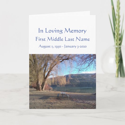 Funeral Program Beauful Park Lake Beach Programma (Voorkant)