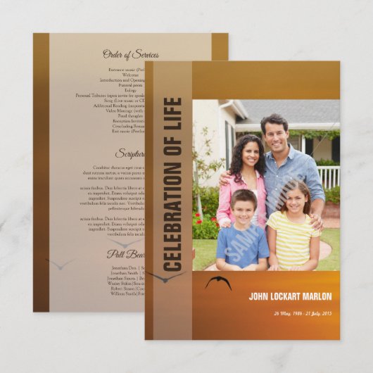 Funeral Program Card Kaart (Voorkant / Achterkant)