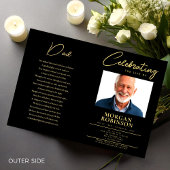 Funeral Program, Celebration of Life, Black & Gold Flyer