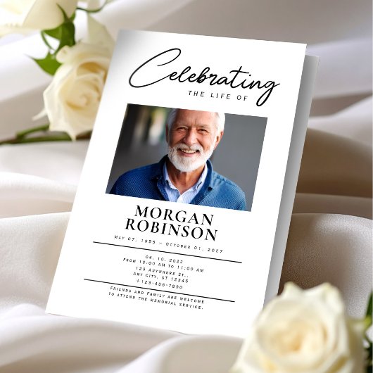 Funeral Program, Celebration of Life,Black & White Flyer