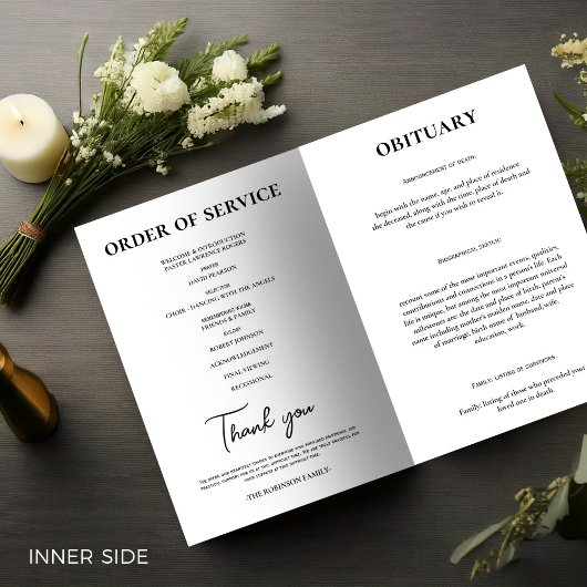 Funeral Program, Celebration of Life,Black & White Flyer