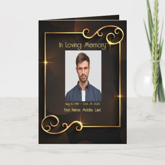 Funeral Program Classic Elegant Gold Black Programma (Voorkant)