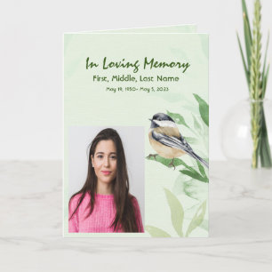 Funeral Program Custom Foliage Chickadee Bird Programma