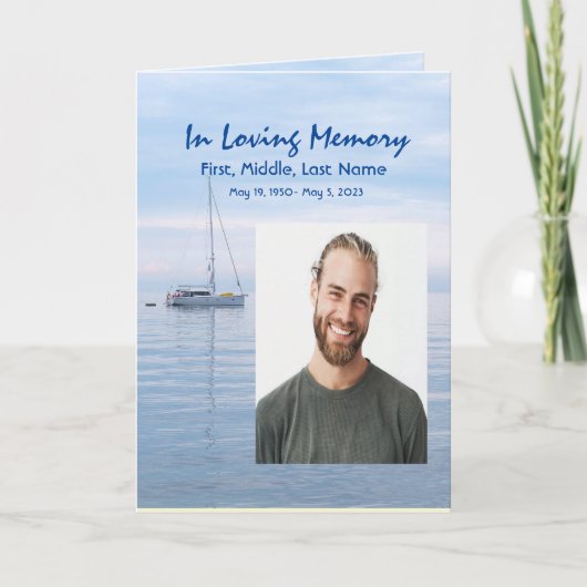 Funeral Program Custom Sailboot Sailor Programma (Voorkant)