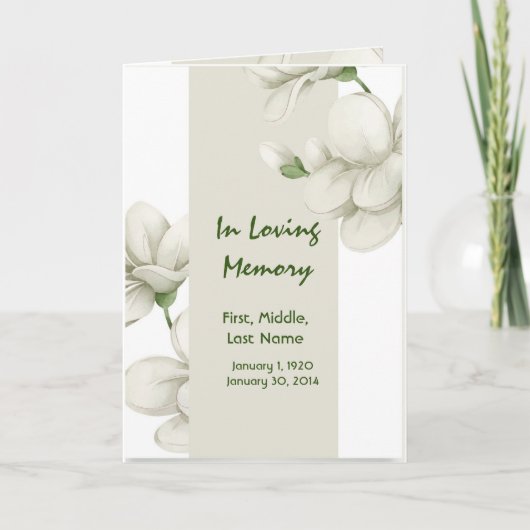 Funeral Program Custom White Flowers Programma (Voorkant)