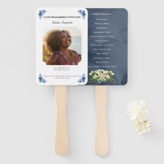 Funeral Program Fan – Memorial Keepsake Handwaaier (Voorkant en achterkant)
