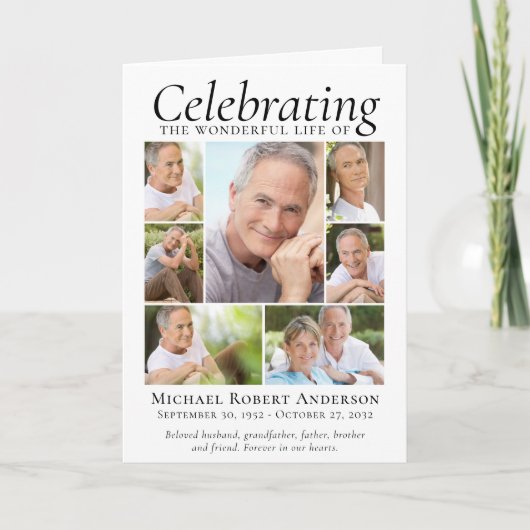 Funeral Program Folded | Moderne fotocollage Programma (Voorkant)