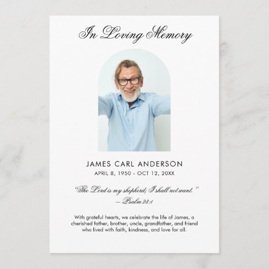 Funeral Program Photo Celebration of Life Service Programmakaart (Voorkant)