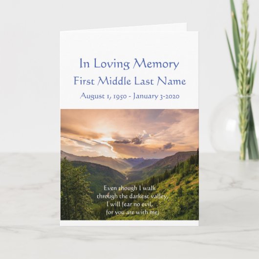 Funeral Program Psalm 23 Walk through Valley Programma (Voorkant)