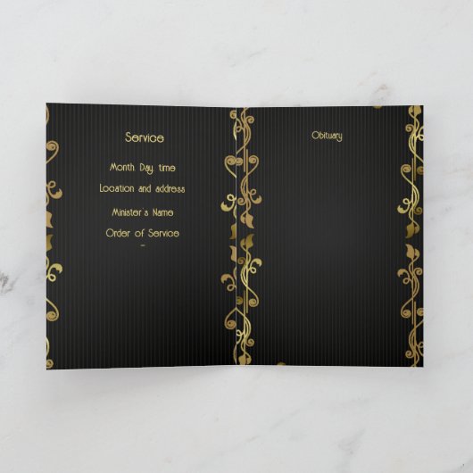 Funeral Programme Elegant Gold Black Programma (Binnen)