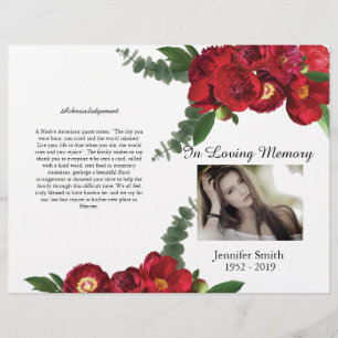 Funeral Programme van Bi-Fold Red Peony Flyer