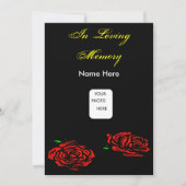 Funeral Red Rose Invitation Card Kaart (Voorkant)