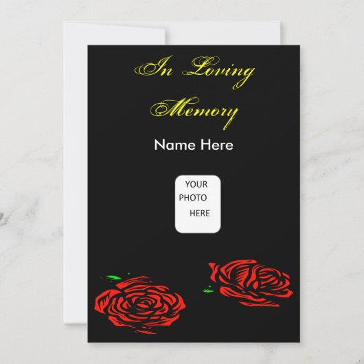 Funeral Red Rose Invitation Card Kaart (Voorkant)