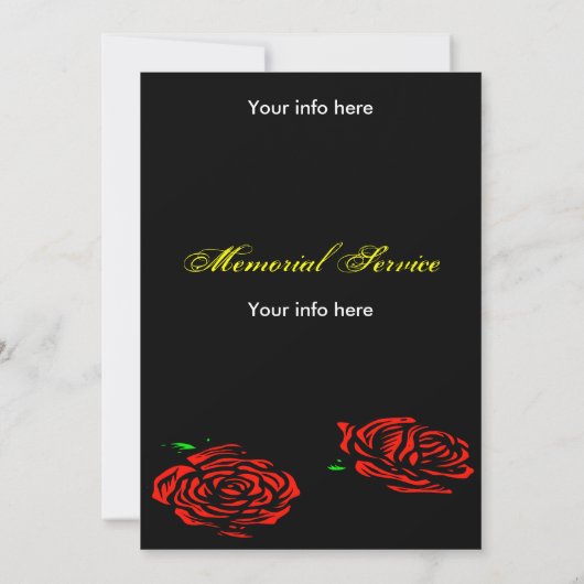 Funeral Red Rose Invitation Card Kaart (Achterkant)