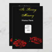 Funeral Red Rose Invitation Card Kaart (Voorkant / Achterkant)