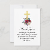 Funeral Religious Gold Cross Floral bedankt (Voorkant)