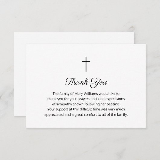 Funeral Religorial Cross Hartelijk dank Bedankkaart (Voorkant / Achterkant)