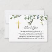 Funeral Religorial Memorial Greenery Cross Bedankkaart (Voorkant)