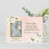 Funeral Romantic Floral Pink Foto bedankt  (Staand voorkant)