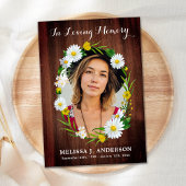 Funeral Rustic Floral Sympathie Foto Memorial Bedankkaart