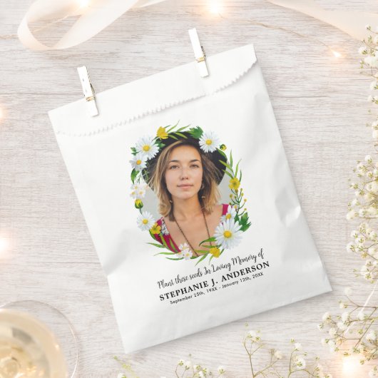 Funeral Seed Packet Custom Photo Floral Memorial Bedankzakje (Geknipt)