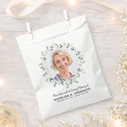 Funeral Seed Packet Custom Photo Greenery Memorial Bedankzakje (Geknipt)