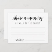 Funeral Service, Black Script, Share a memory Kaar Briefkaart (Voorkant / Achterkant)