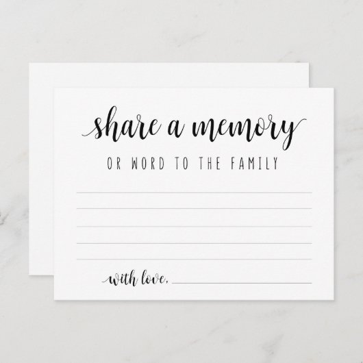 Funeral Service, Black Script, Share a memory Kaar Briefkaart (Voorkant / Achterkant)