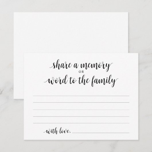 Funeral Service, Black Script, Share a memory Kaar Briefkaart (Voorkant / Achterkant)