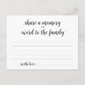 Funeral Service, Black Script, Share a memory Kaar Briefkaart (Voorkant)