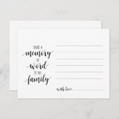 Funeral Service, Black Script, Share a memory Kaar Briefkaart (Voorkant / Achterkant)