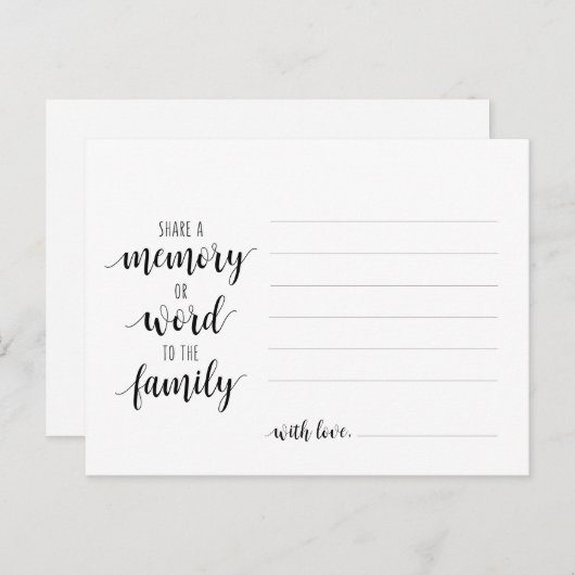 Funeral Service, Black Script, Share a memory Kaar Briefkaart (Voorkant / Achterkant)