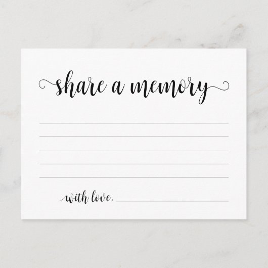 Funeral Service, Black Script, Share a memory Kaar Briefkaart (Voorkant)
