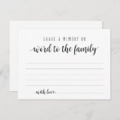 Funeral Service, Black Script, Share a memory Kaar Briefkaart (Voorkant / Achterkant)