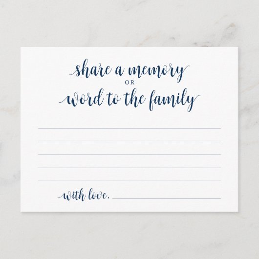 Funeral Service, Navy Blue, Share a memory Card Briefkaart (Voorkant)