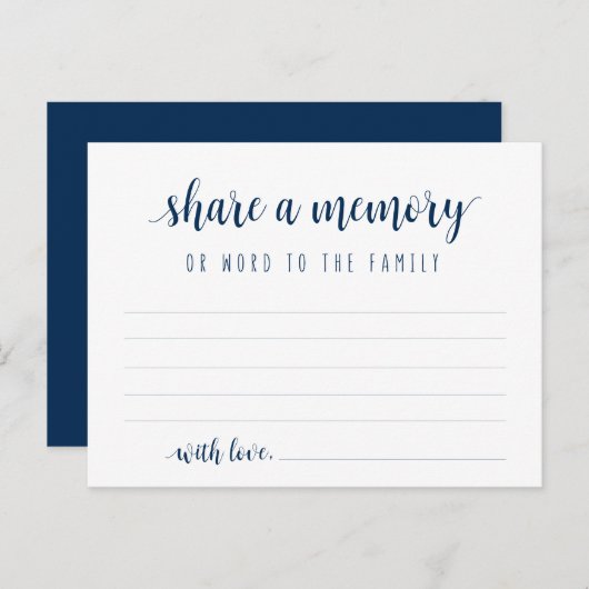 Funeral Service, Navy Blue, Share a memory Card Briefkaart (Voorkant / Achterkant)