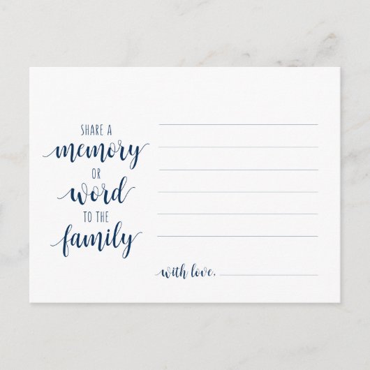 Funeral Service, Navy Blue, Share a memory Card Briefkaart (Voorkant)