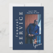 Funeral Service Navy Photo Funeral Programme Kaart (Voorkant)