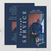 Funeral Service Navy Photo Funeral Programme Kaart (Voorkant / Achterkant)