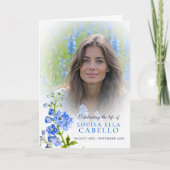 Funeral service program blue delphinium photos programma (Voorkant)