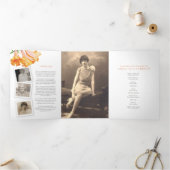 Funeral service programme oranje lily foto 6pp drieluik programma (Binnen)