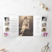 Funeral service programme paars crocus watecolor drieluik uitnodiging (Binnen)