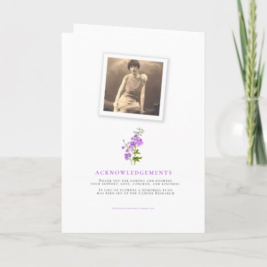 Funeral service programme paars delphinium foto's programma (Achterkant)